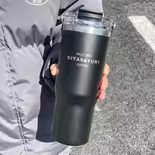 stainless steel double-walled thermal mug sports water bottle, suitable for hot and cold drinks